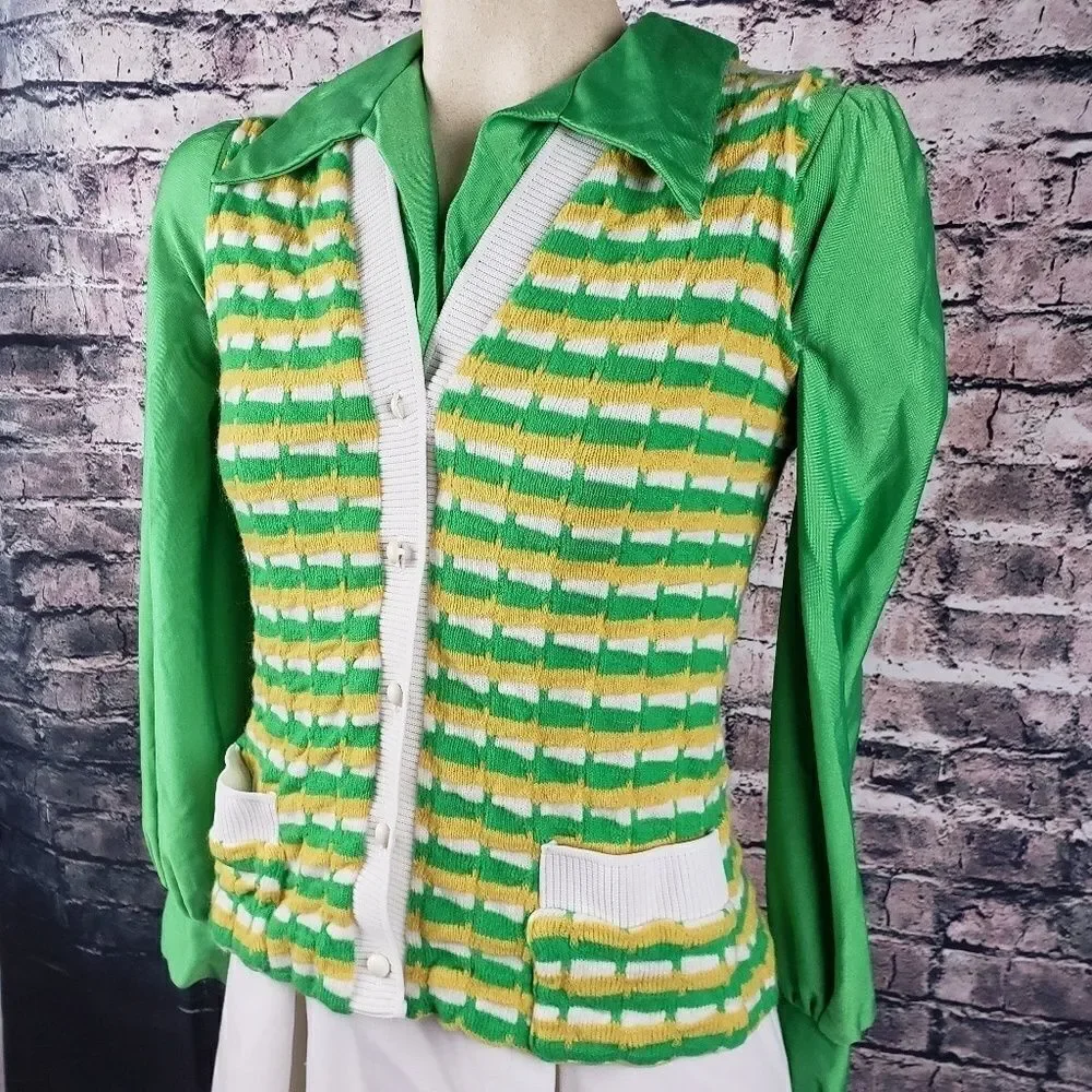 Vintage Long Sleeve Tennis Dress with Sweater Vest - Picture 1 of 8